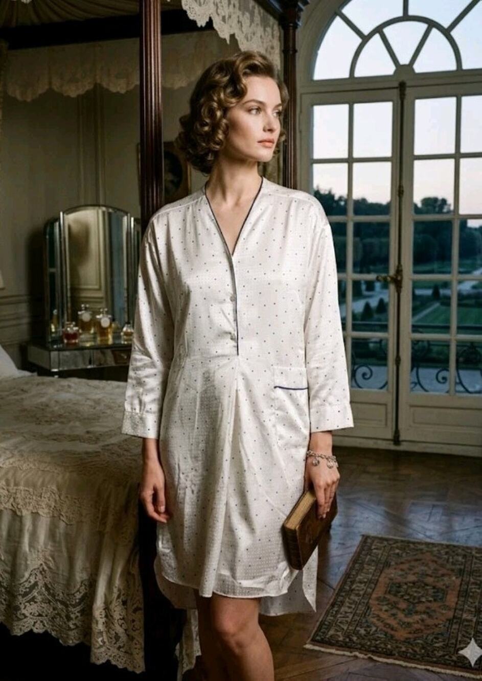 VTG Dior Satin Polka Dot Night Gown Size Small (READ)